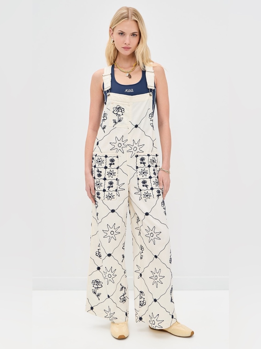 Free People Rising Sun Overalls In Solar Ecru Size L